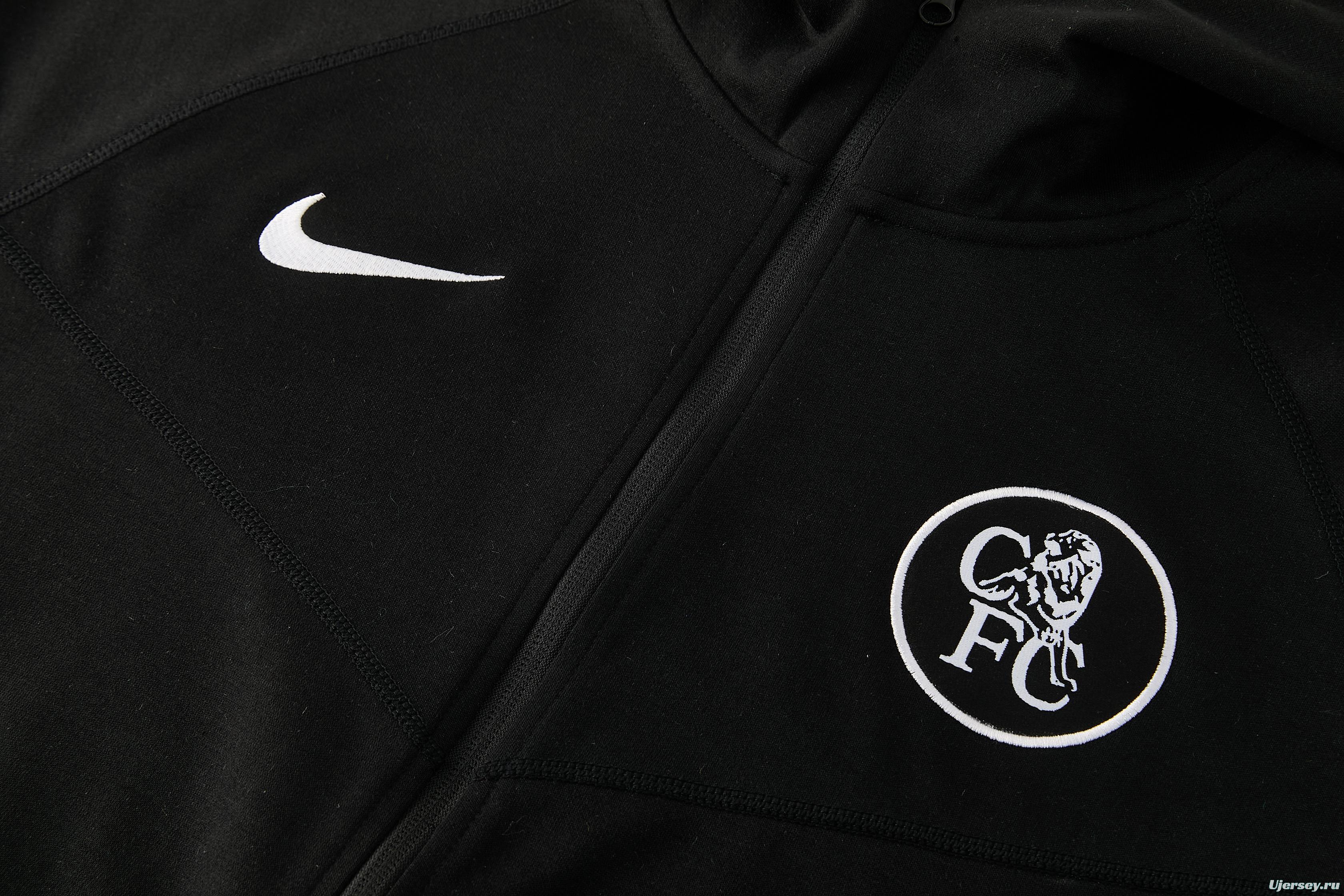 25/26 Chelsea Black Full Zipper Hoodie Windbreaker + Long Pants