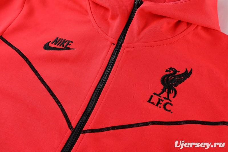 26/27 Liverpool Red Full Zipper Hooded Jacket Tracksuit + Long Pants
