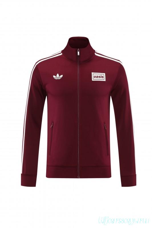 2026 Adidas x OASIS Wine Full Zipper Jacket + Long Pants
