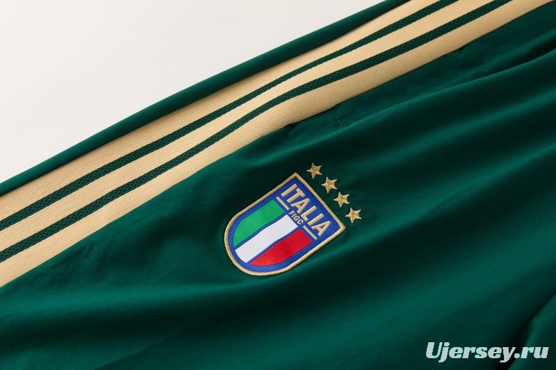 2026 Italy Green Hoodie Full Zipper Windbreaker + Long Pants