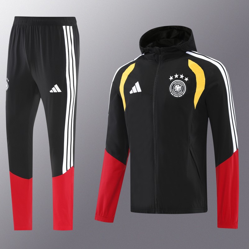 2026 Germany Hoodie Black Full Zipper Windbreaker + Long Pants