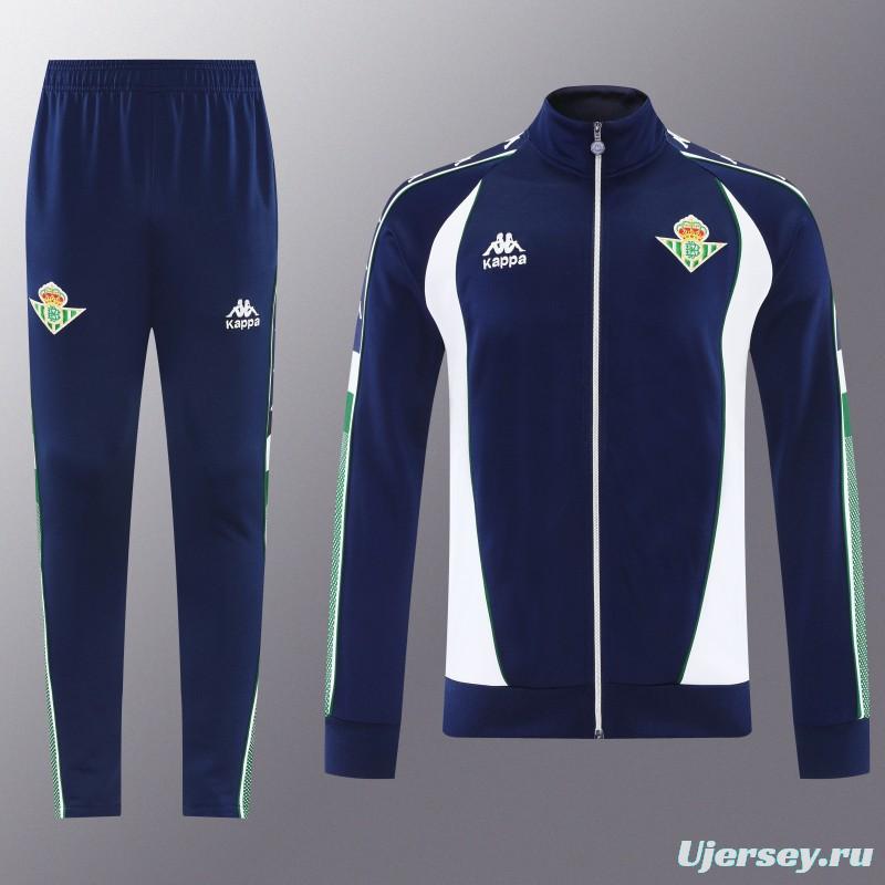 26/27 Real Betis x Kappa Navy Blue  Full Zipper Jacket Tracksuit + Long Pants