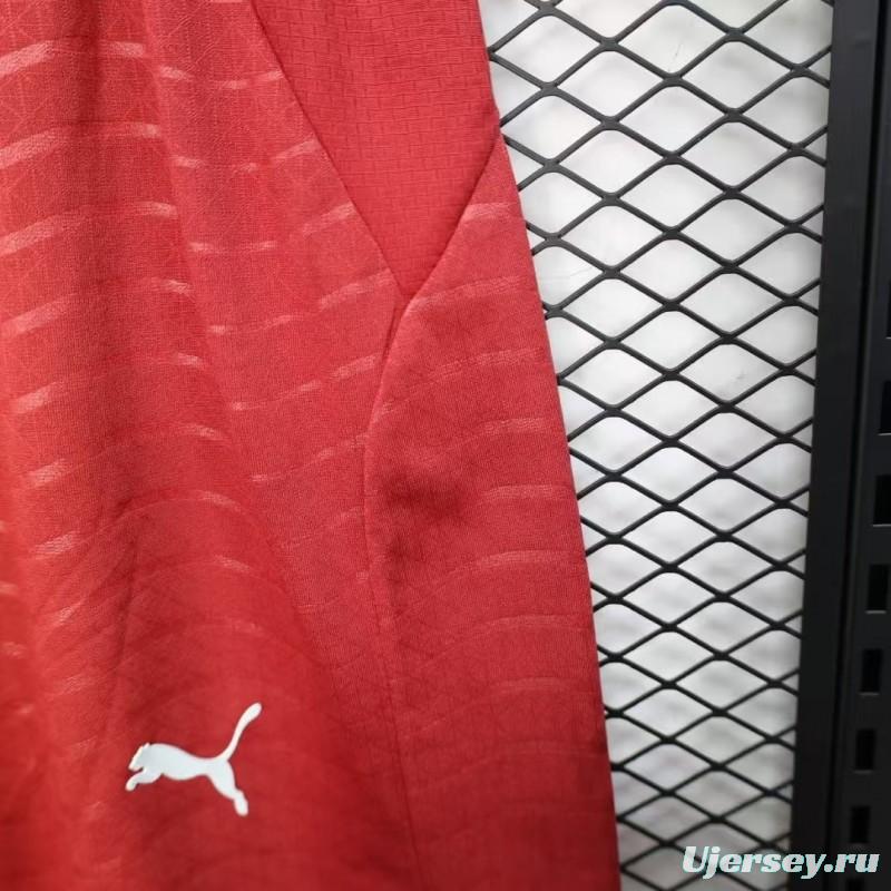 2026 Player Version Portugal Red with Wave Pattern Shorts