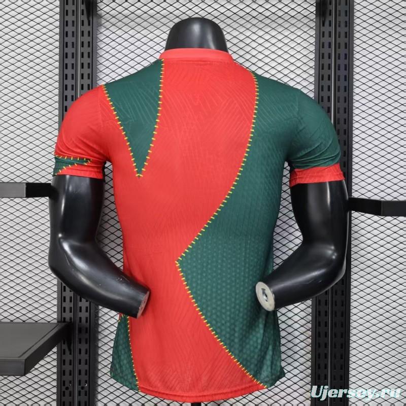 25/26 Player Version Marseille Red and Green with Morocco Flag Design Jersey