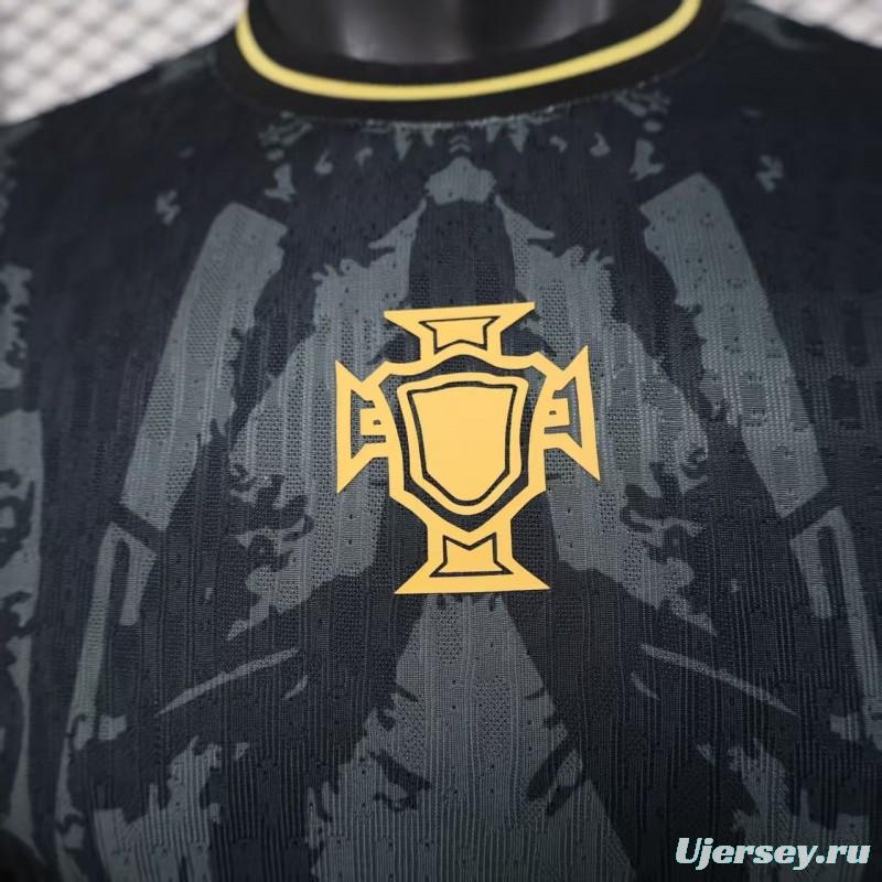 2026 Player Version Portugal Dark Grey with Abstract Graphic Pattern Jersey