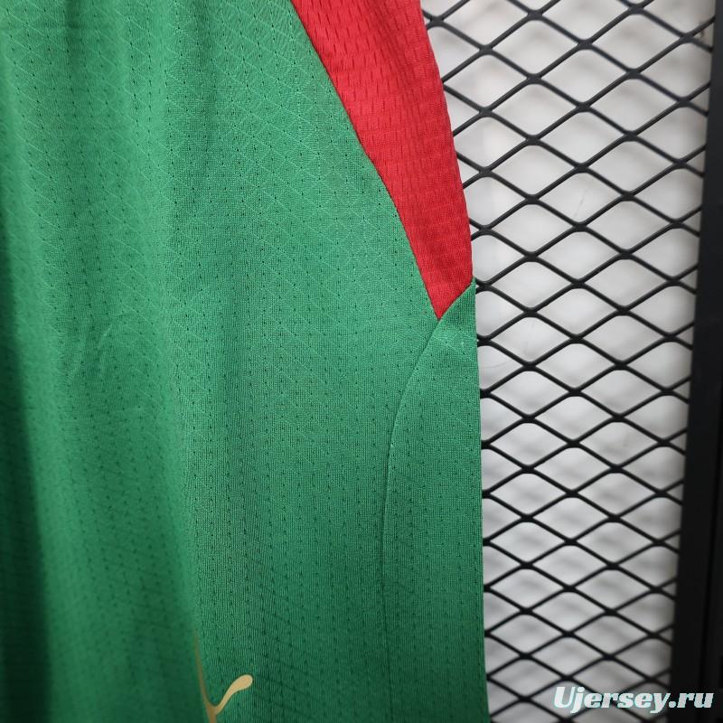 2026 Player Version Morocco Green with Red Side Panels Shorts