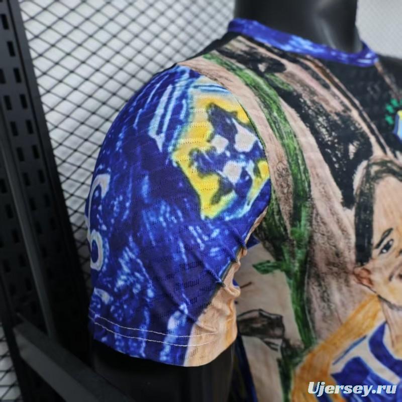 Player Version 2026 Brazil CBF Hand-Drawn Art Special Edition Jersey Featuring Ronaldo & Ronaldinho