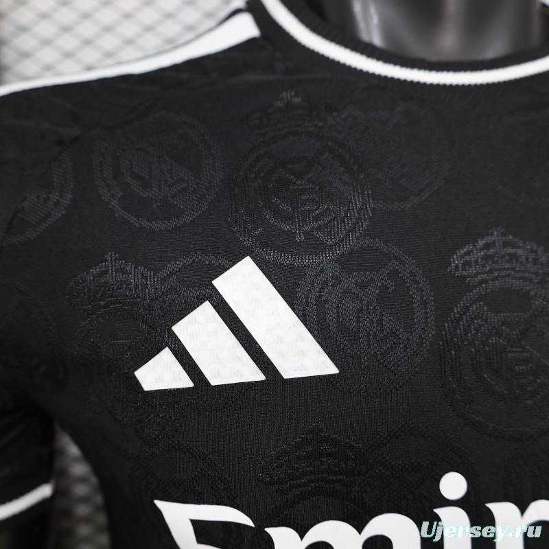 25/26 Player Version Real Madrid Black with Subtle Crest Pattern Jersey