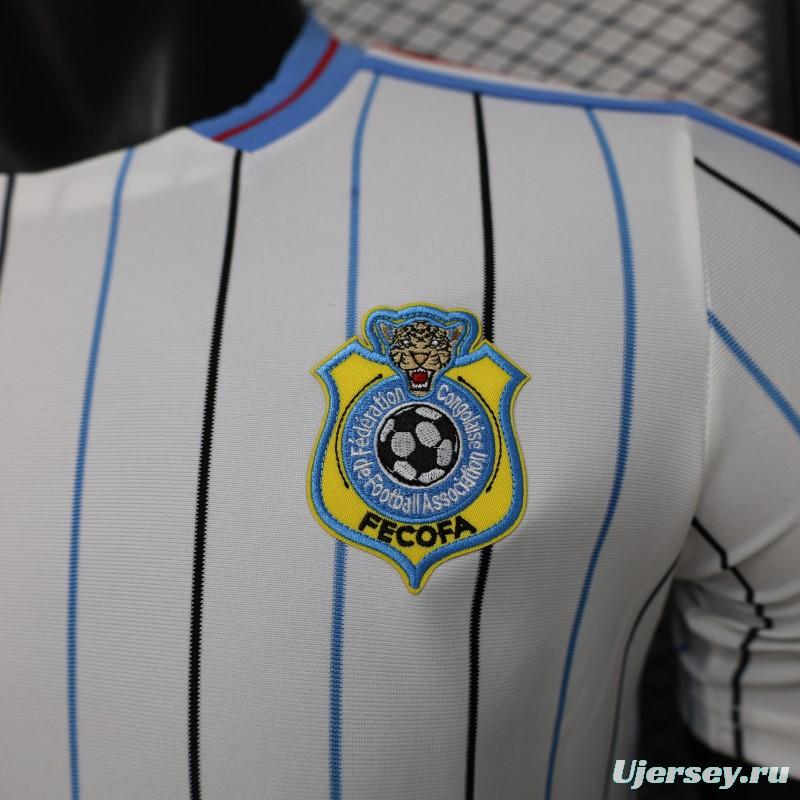 2026 Player Version DR Congo White with Black and Blue Pinstripes Jersey
