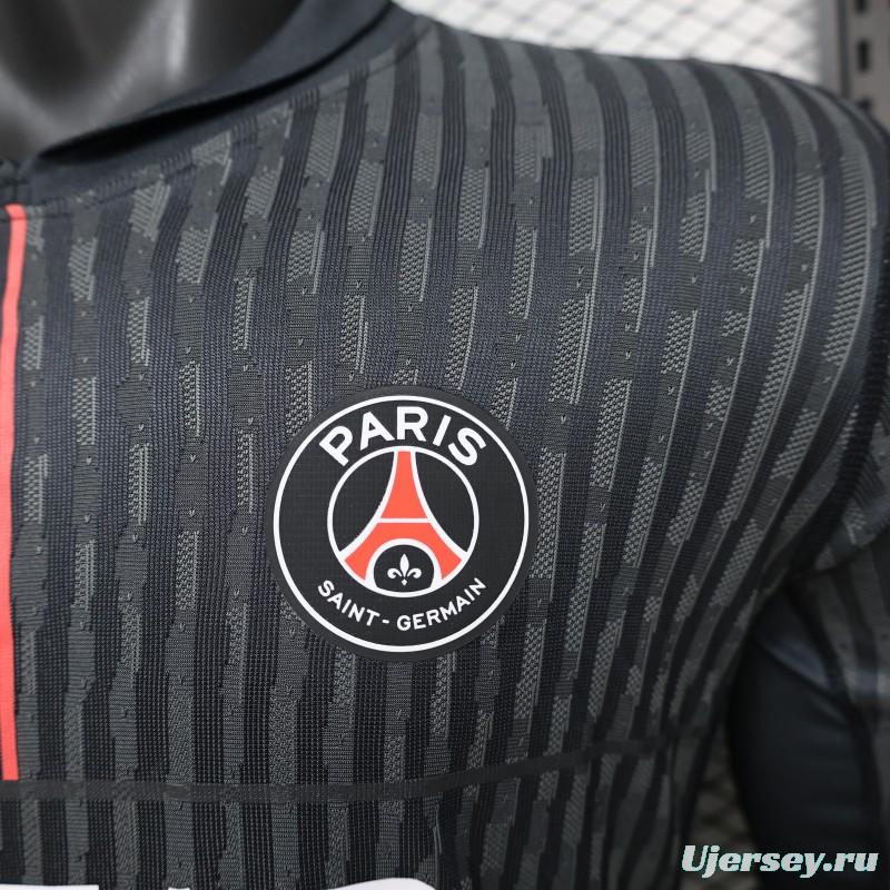 Player Version PSG 25/26 Paris Saint-Germain Black with Grey  Long Sleeve Jersey