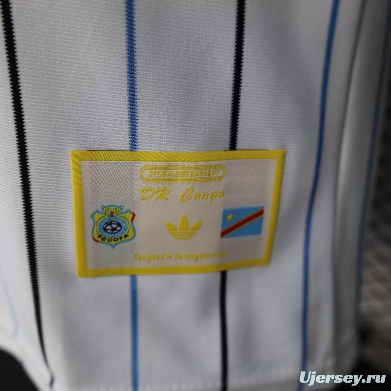 2026 Player Version DR Congo White with Black and Blue Pinstripes Jersey