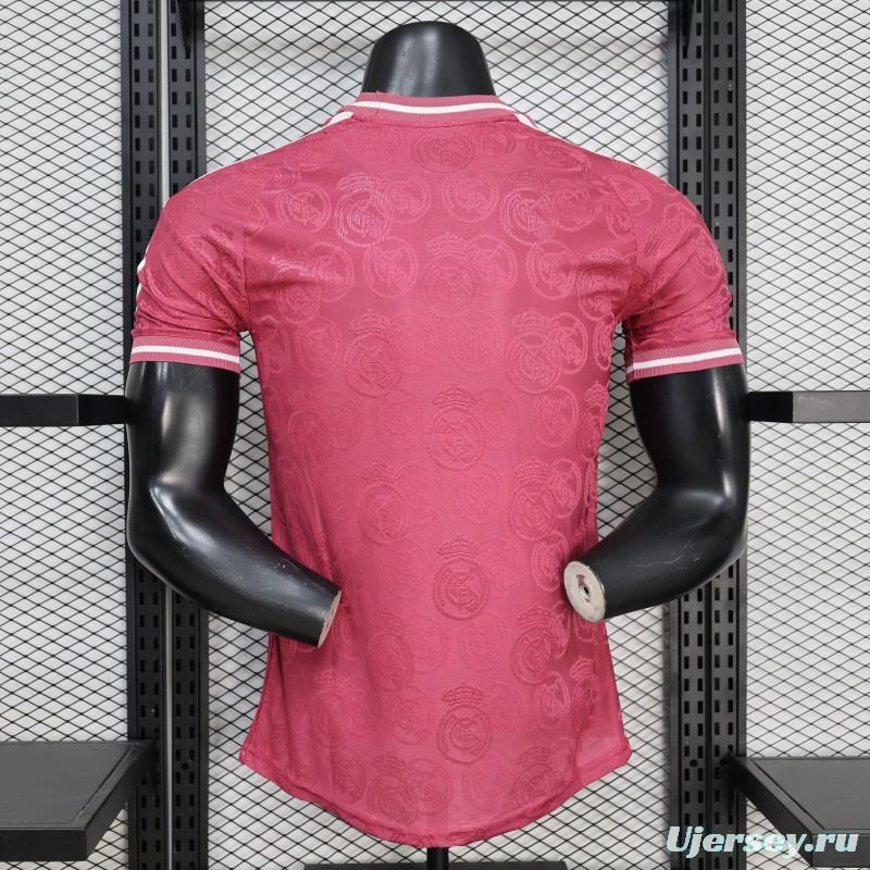 25/26  Player Version Real Madrid Third Dark Pink with all-over embossed crest pattern Jersey