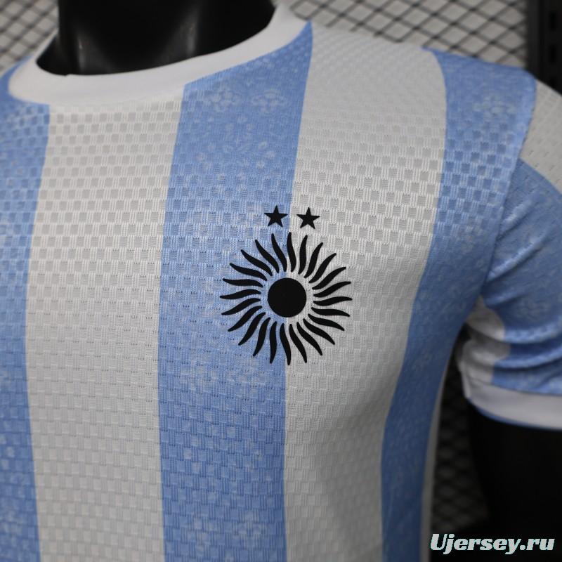 Player Version 2027 Argentina Home White & Light Blue Stripe Maradona Tribute Jersey