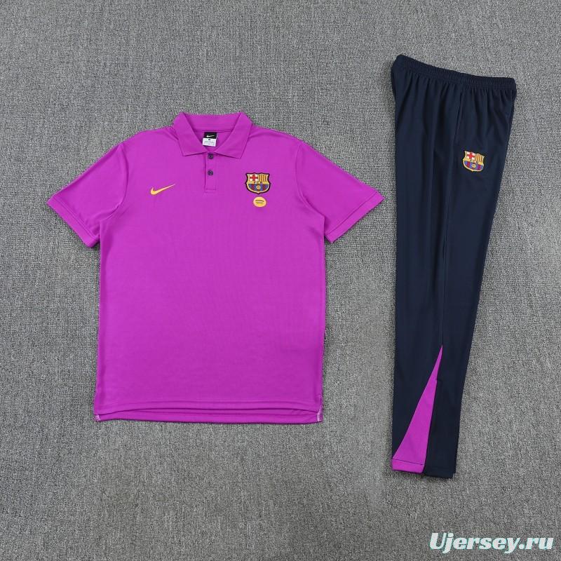 26/27 Barcelona  Purple  Polo Training Shirt + Navy Blue Long Pants Tracksuit