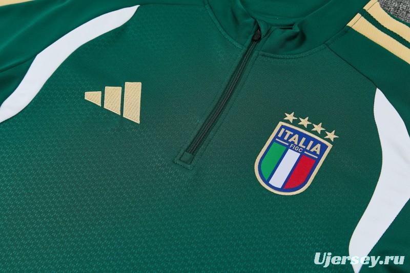 26/27 Italy Green Half Zipper Jacket Tracksuit + Long Pants