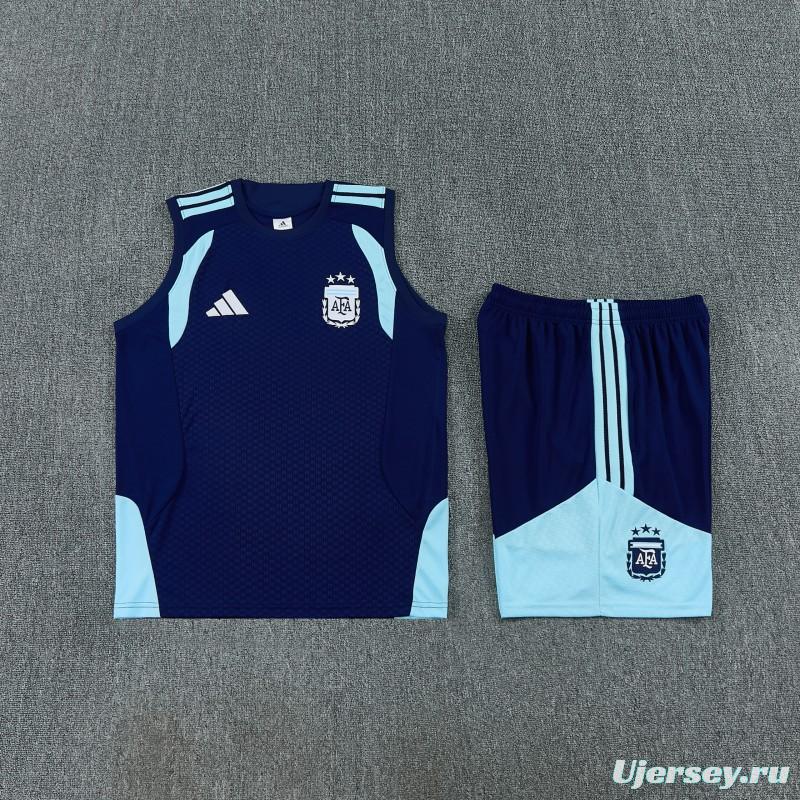 26/27 Argentina Navy Blue Sleeveless Training Vest +Soccer Shorts