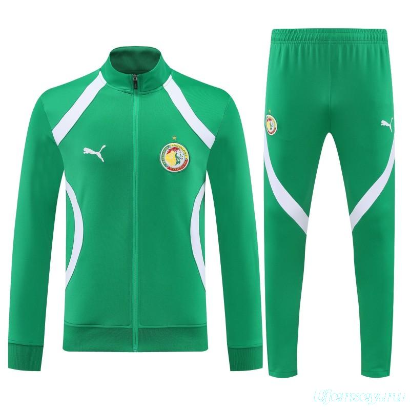 26/27 Senegal Green & White  Full Zipper Jacket Tracksuit + Long Pants