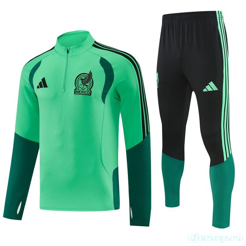 26/27  Mexico Green Half Zipper Jacket Tracksuit  + Long Pants