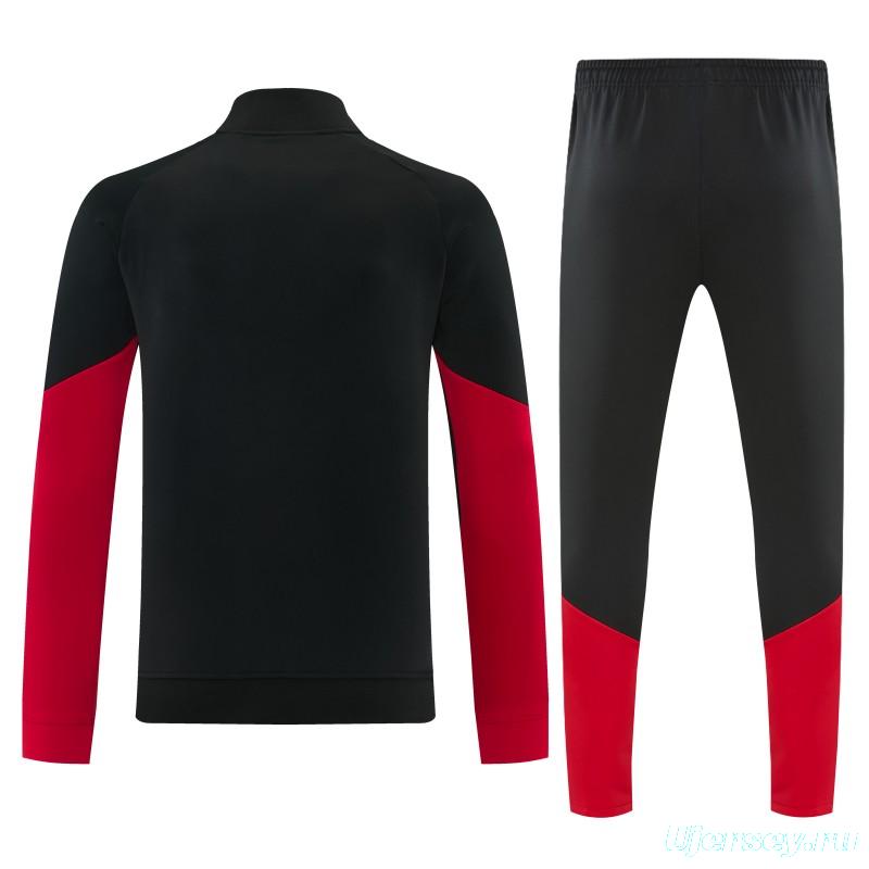 26/27 Germany  Black Full Zipper Jacket Tracksuit + Long Pants