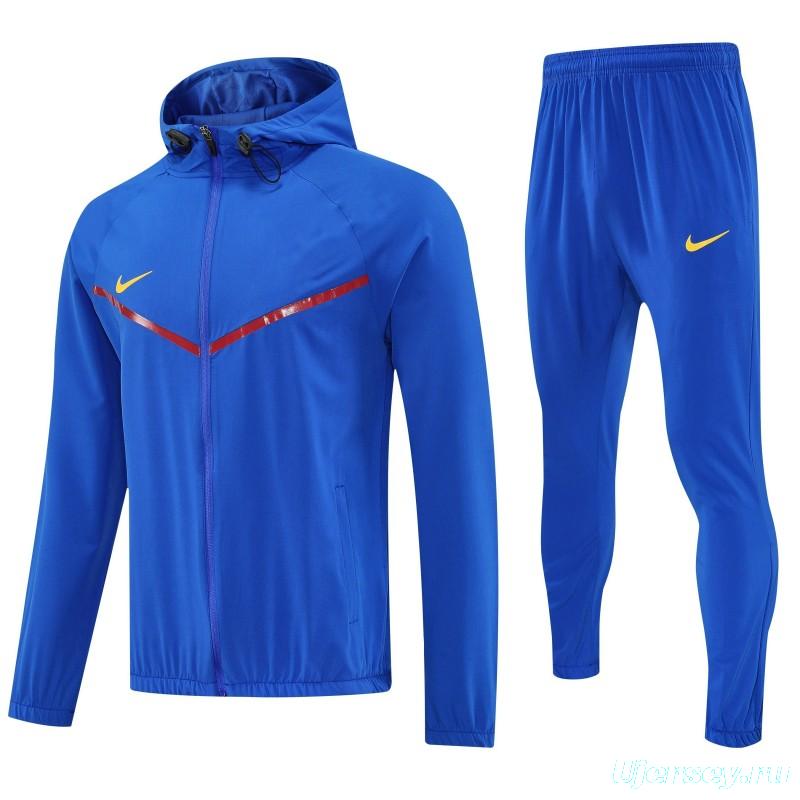26/27 Nike Blue Full Zipper Hooded Jacket Tracksuit + Long Pants
