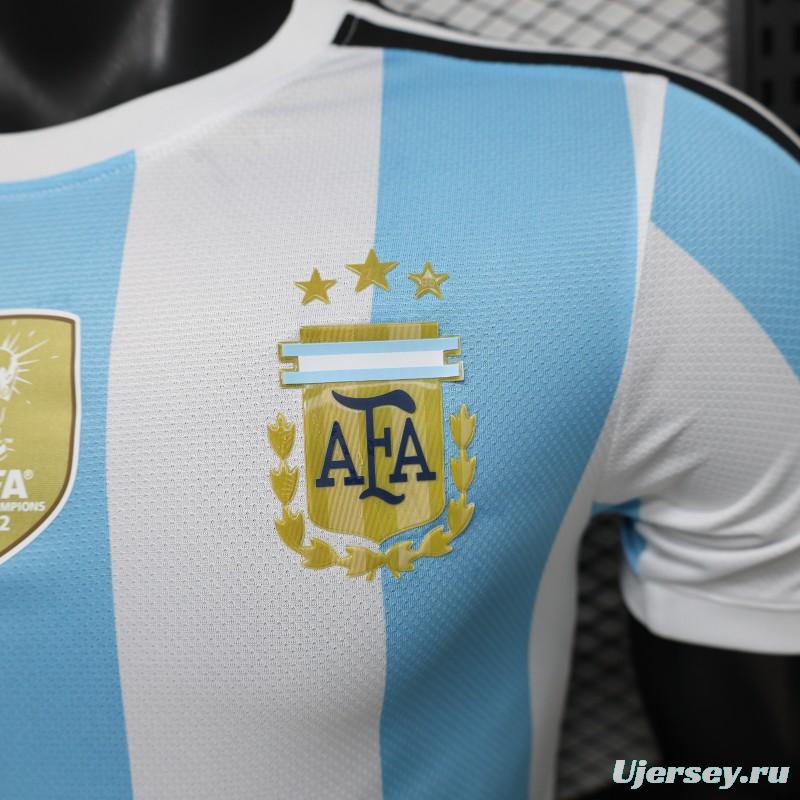 Player Version 2027 Argentina Home White & Light Blue Stripes with FIFA World Cup Champion Badge Jersey