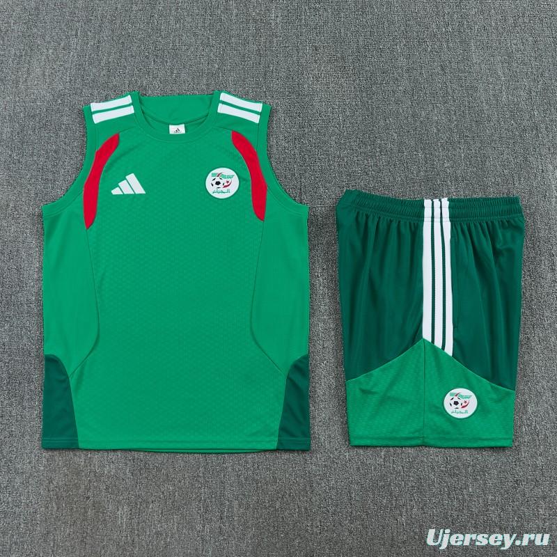26/27  Algeria Green Sleeveless Training Vest +Shorts Set