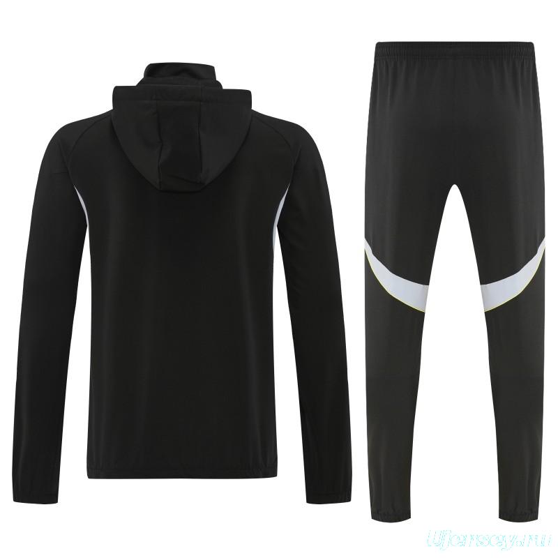 26/27 Adidas Black Full Zipper Hooded Jacket Tracksuit + Long Pants