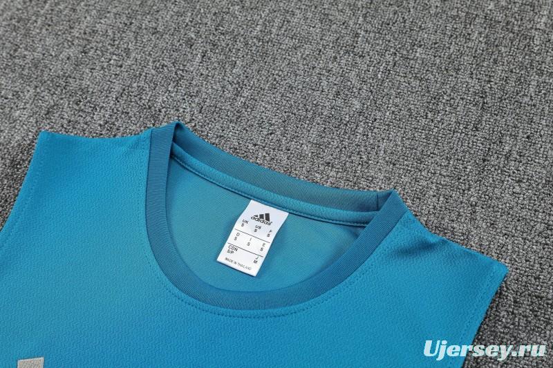 26/27 Arsenal Light Blue & Navy Blue Sleeveless Training Vest + Shorts