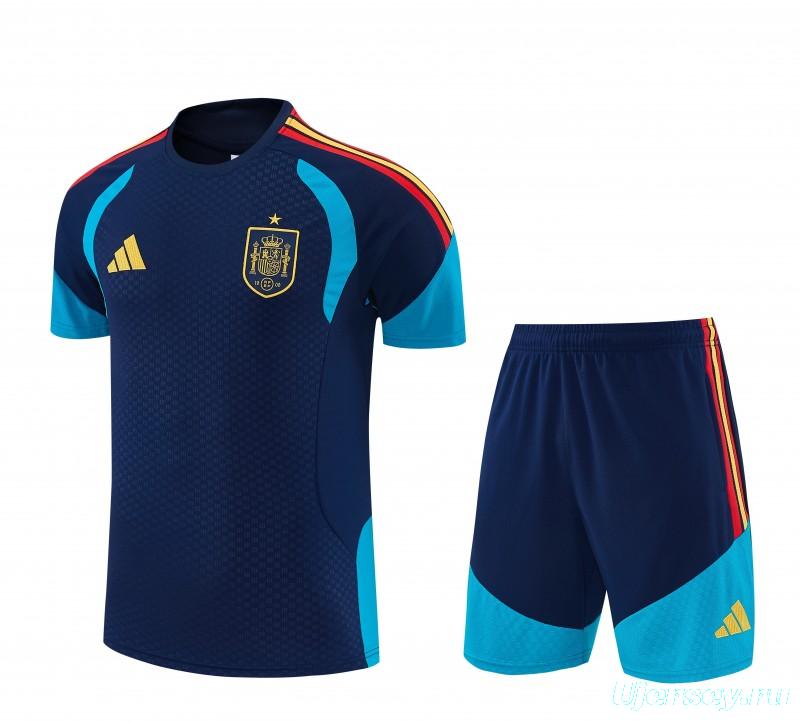 26/27 Spain Navy Blue Short Sleeve+Soccer Shorts
