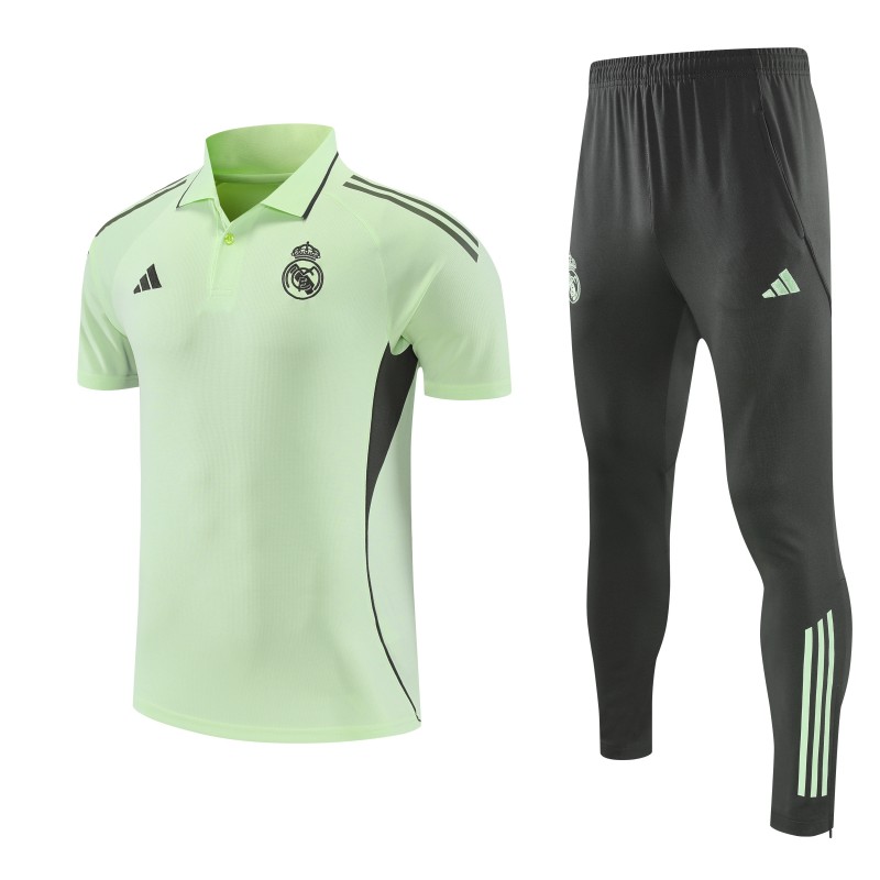 26/27 Real Madrid Light Green  Polo Training Shirt + Long Pants Tracksuit