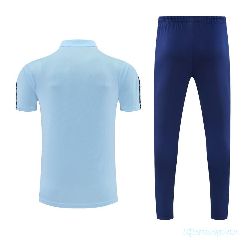 26/27 Manchester City Light Blue Polo Training Shirt + Long Pants Tracksuit