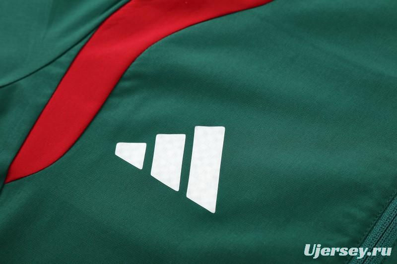 26/27  Algeria Dark Green & Light Green Full Zipper Hooded Jacket Tracksuit + Long Pants