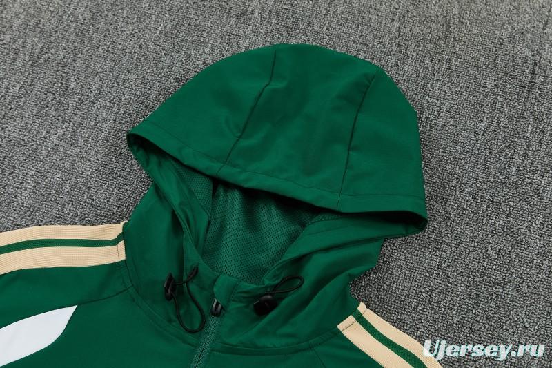 26/27 Italy Green Full Zipper Hooded Jacket Tracksuit + Long Pants