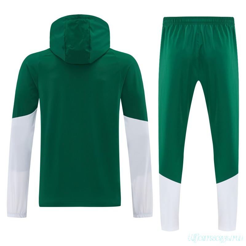 26/27 Italy Green Full Zipper Hooded Jacket Tracksuit + Long Pants
