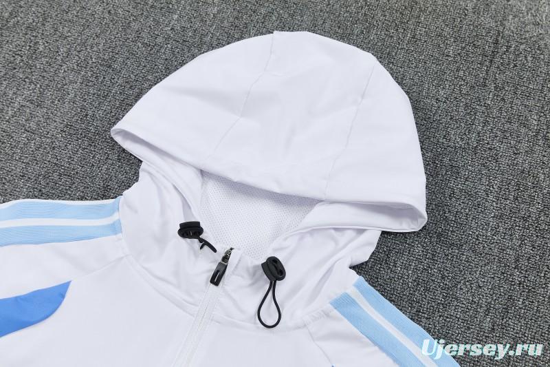 26/27 Argentina  White Full Zipper Hooded Jacket Tracksuit + Long Pants