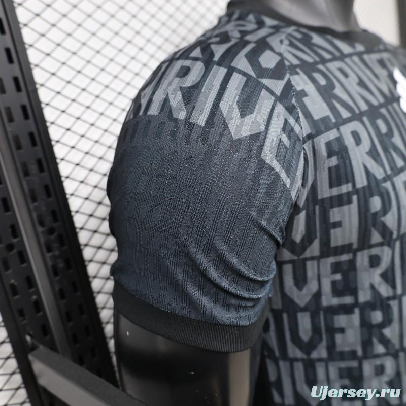 Player Version 26/27 River Plate Away Black with All-Over Letter Print Jersey