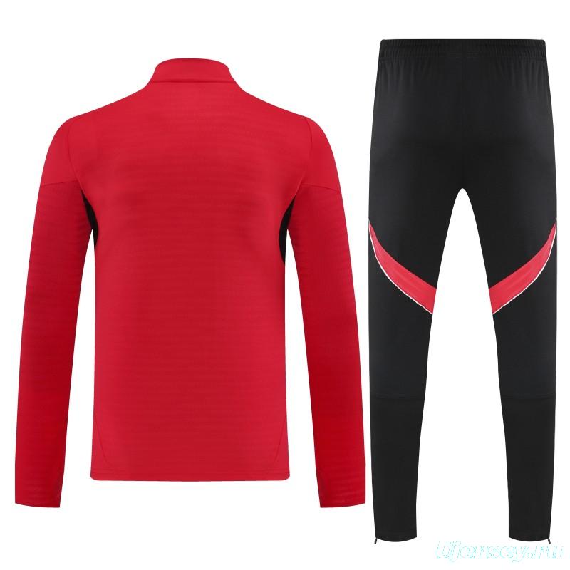 25/26 Riverbed Red Half Zipper Jacket Tracksuit + Black Long Pants