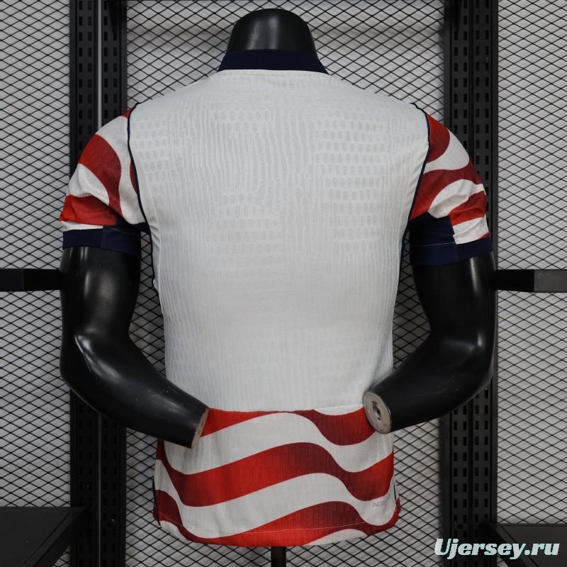 Player Version 2026 USA Home Red & White Stripe  Jersey