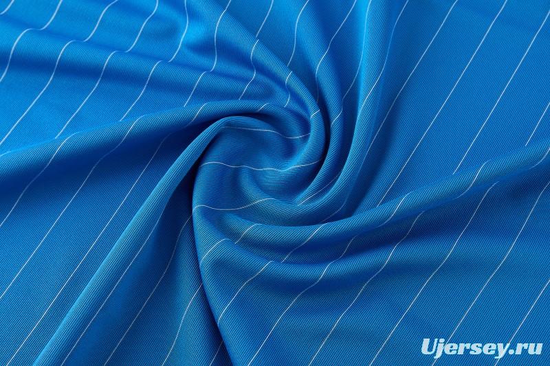 26/27 Real Madrid  Blue Pinstripe  Short Sleeve+Soccer Shorts