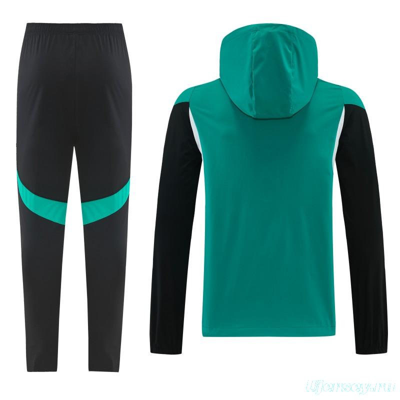 26/27 Liverpool Green Full Zipper Hooded Jacket Tracksuit + Black Long Pants