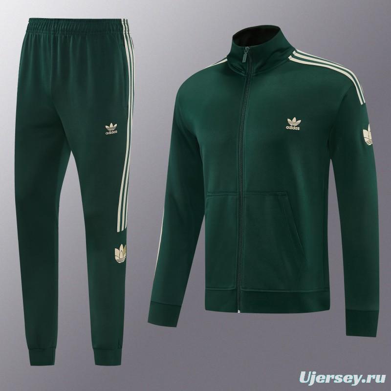 2026 Adidas Navy Green  Full Zipper Jacket + Long Pants