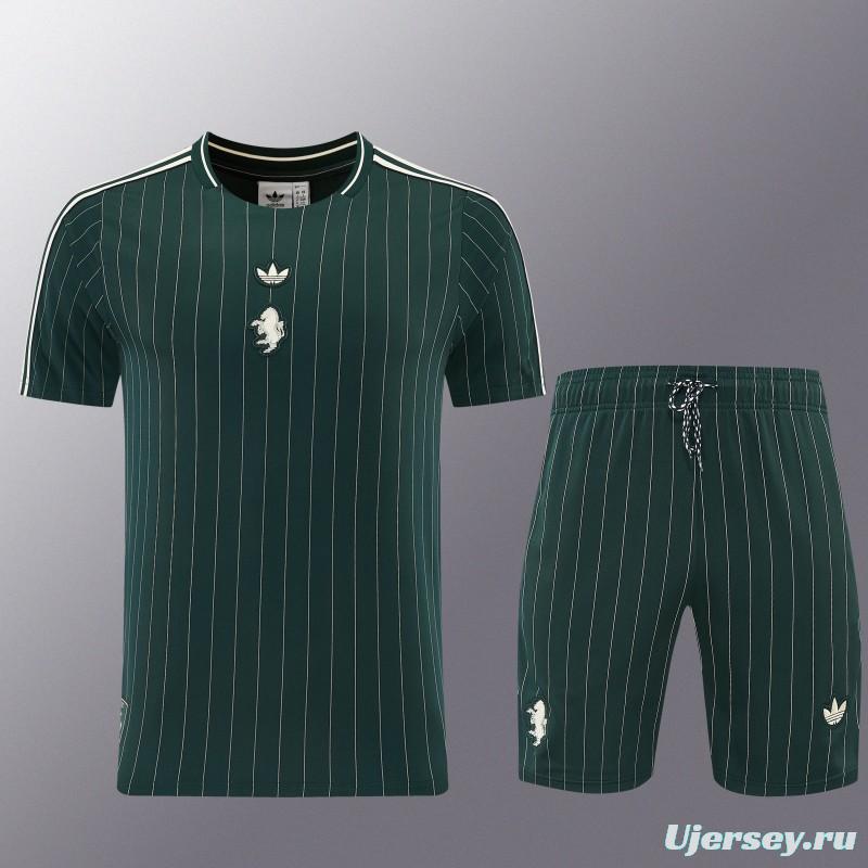 26/27 Juventus Navy Green Short Sleeve+Soccer Shorts