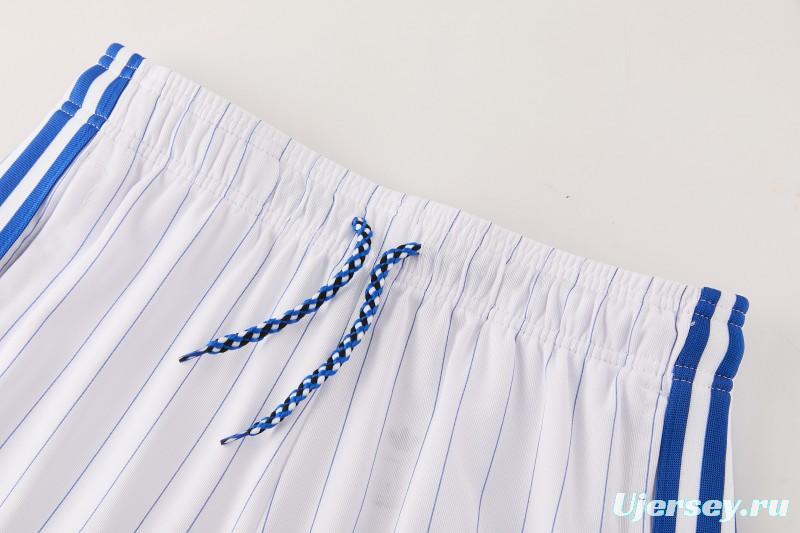 26/27 Chelsea FC  Blue  Stripes Short Sleeve+ White Soccer Shorts
