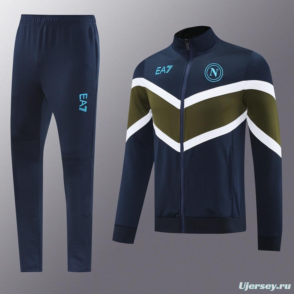26/27 Napoli Navy Blue  Full Zipper Jacket Tracksuit + Long Pants
