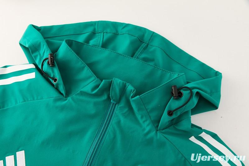 26/27 Liverpool Green Full Zipper Hooded Jacket Tracksuit + Black Long Pants