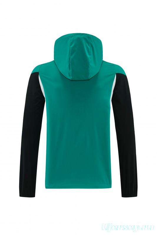 26/27 Liverpool Green Full Zipper Hooded Jacket Tracksuit + Black Long Pants