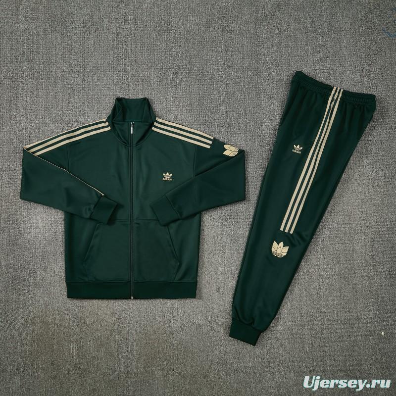 2026 Adidas Navy Green  Full Zipper Jacket + Long Pants