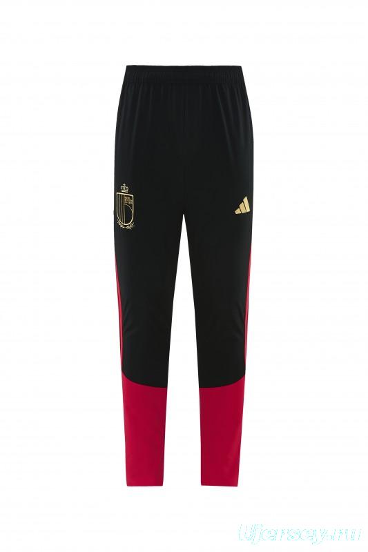 26/27 Belgium  Black Full Zipper Hooded Jacket Tracksuit + Long Pants