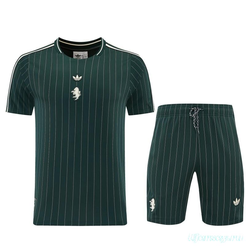 26/27 Juventus Navy Green Short Sleeve+Soccer Shorts