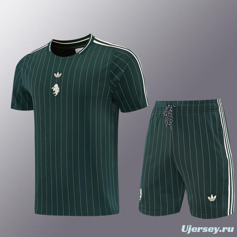 26/27 Juventus Navy Green Short Sleeve+Soccer Shorts
